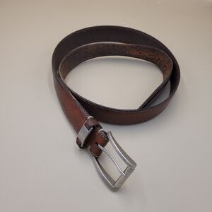 PGA TOUR Worn Brown Top Grain Leather Golf Belt - Made in USA - Men's Size 38